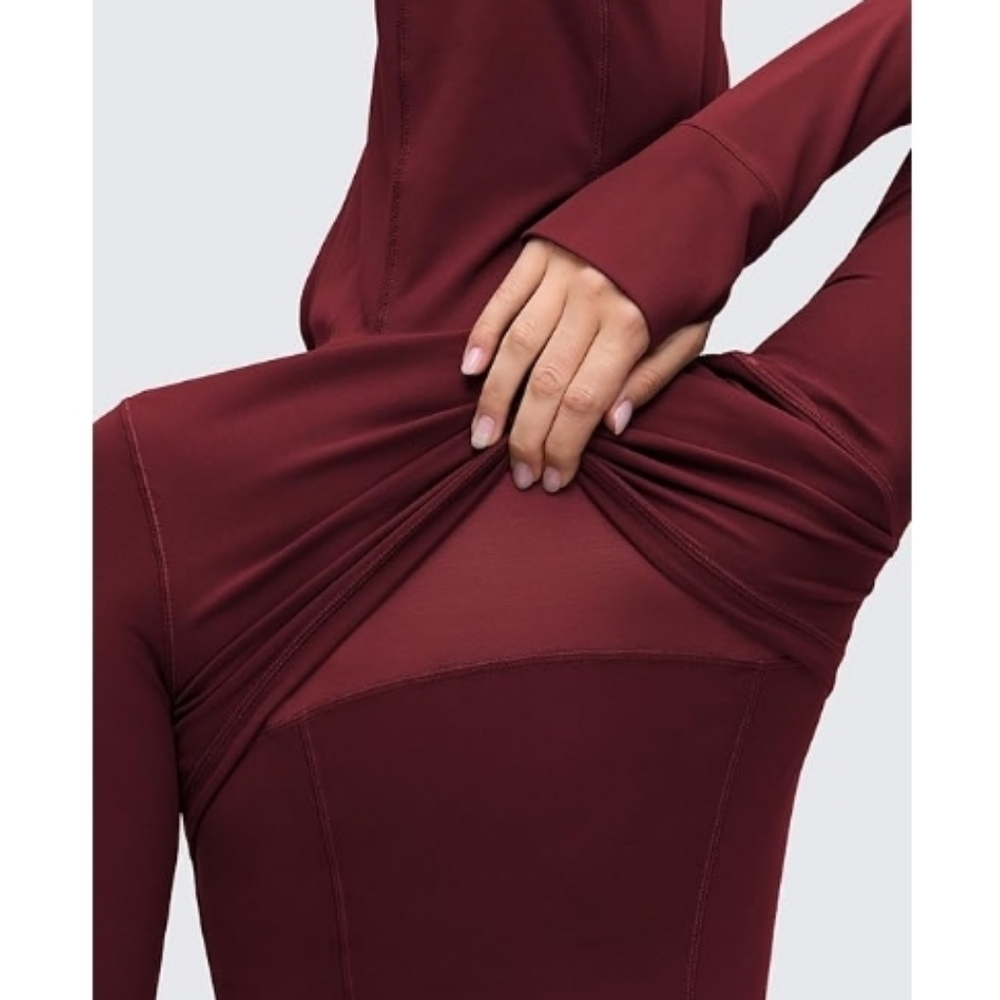 Hooded Athletic Jackets Full Zip Track with Pockets Maroon Red - Picture 4 of 5